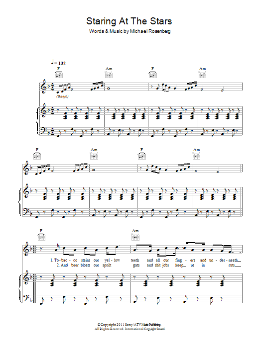 Passenger Staring At The Stars sheet music notes and chords. Download Printable PDF.