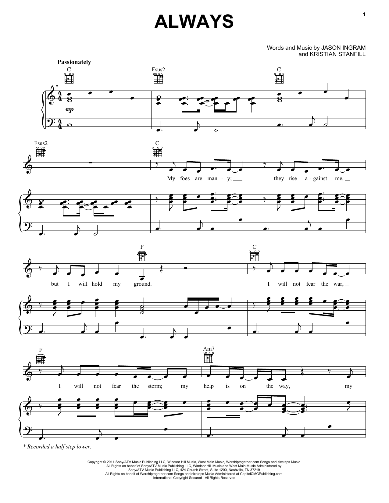 Passion Always sheet music notes and chords. Download Printable PDF.