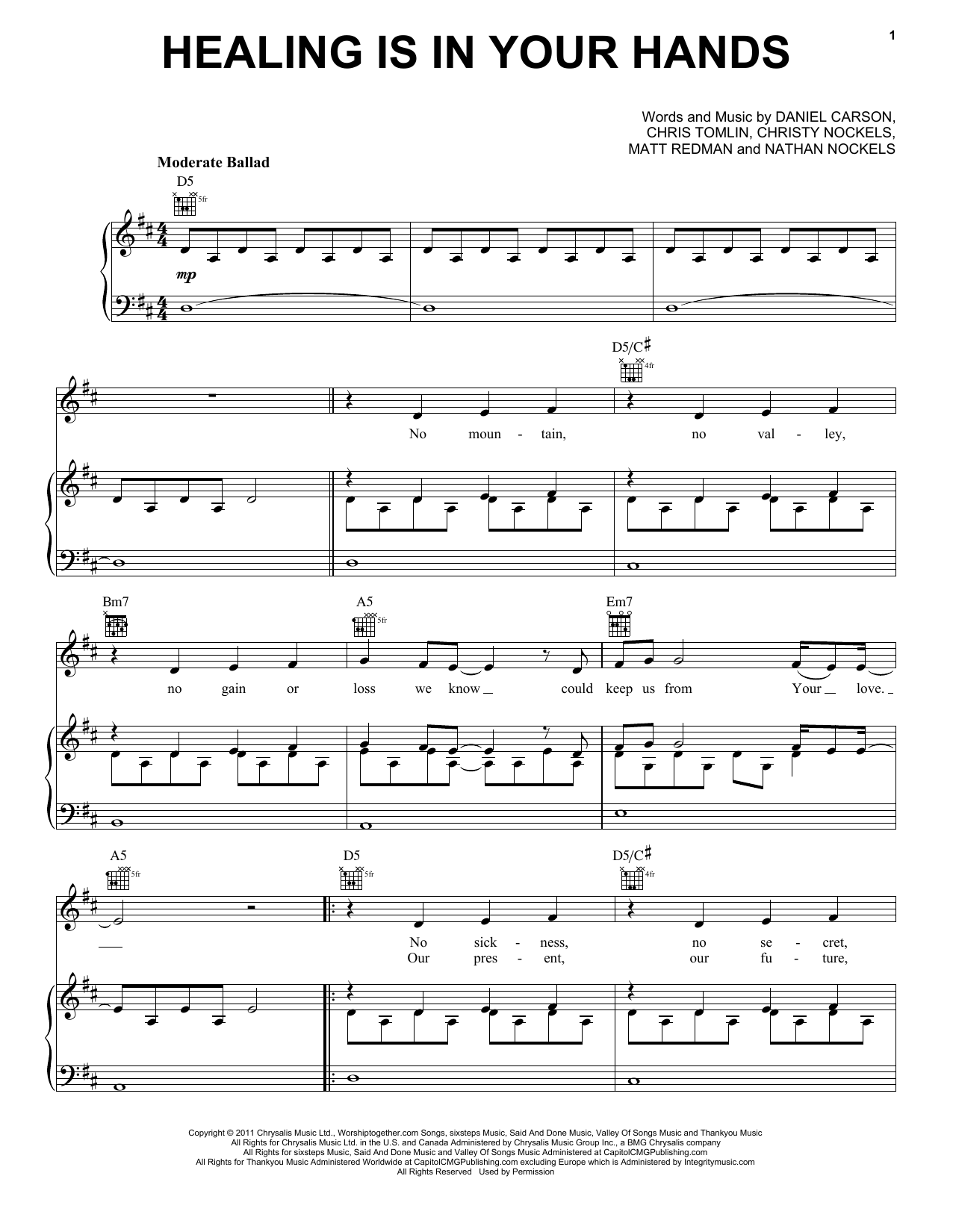 Passion "Healing Is In Your Hands" Sheet Music for Piano, Vocal