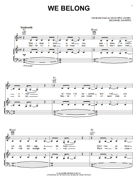 Pat Benatar We Belong sheet music notes and chords. Download Printable PDF.