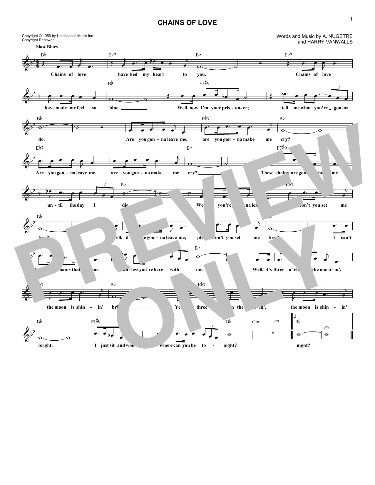 Pat Boone Chains Of Love sheet music notes and chords. Download Printable PDF.