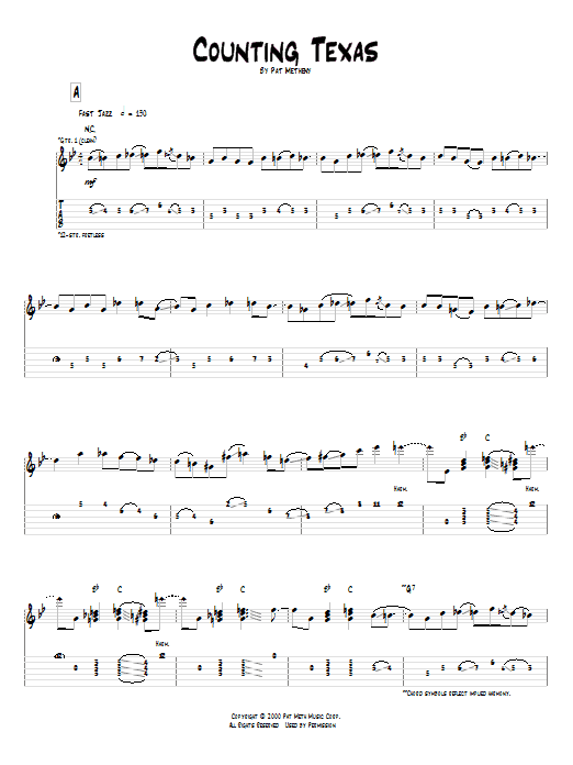 Pat Metheny Counting Texas sheet music notes and chords. Download Printable PDF.