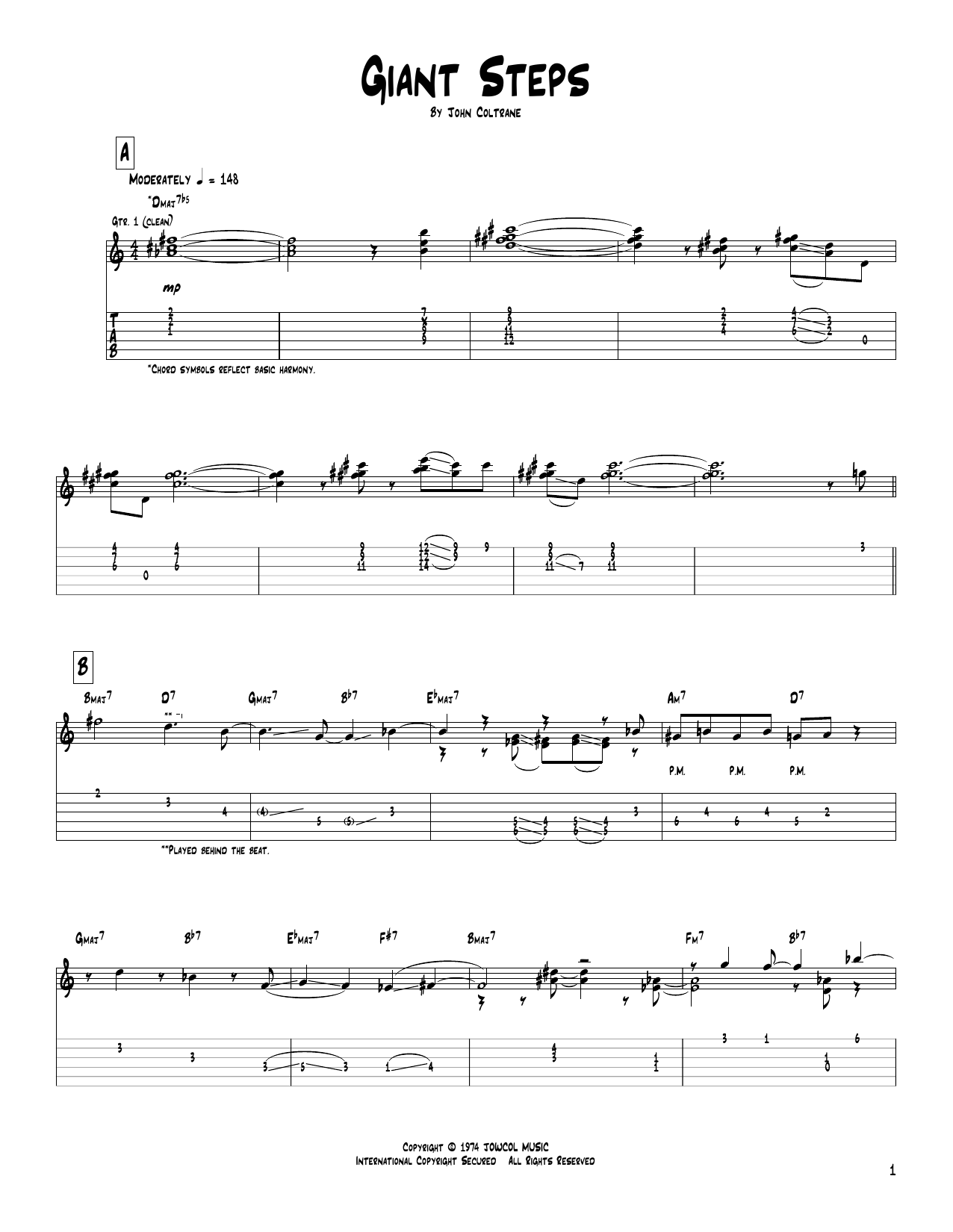 Pat Metheny Giant Steps sheet music notes and chords. Download Printable PDF.