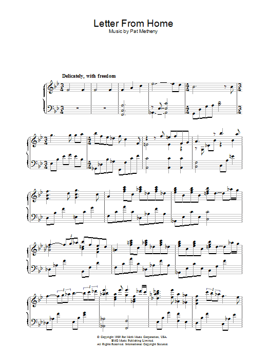 Pat Metheny Letter From Home sheet music notes and chords. Download Printable PDF.