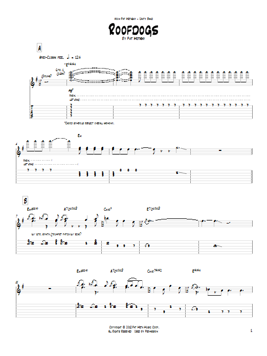 Learn to play Pat Metheny Roofdogs sheet music for Guitar Tab in minutes. Pat Metheny Roofdogs sheet music notes and chords. Download Printable PDF.