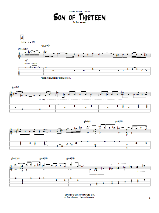 Pat Metheny Son Of Thirteen sheet music notes and chords. Download Printable PDF.