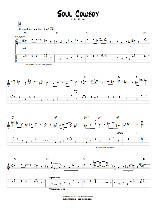 Pat Metheny Soul Cowboy sheet music notes and chords. Download Printable PDF.