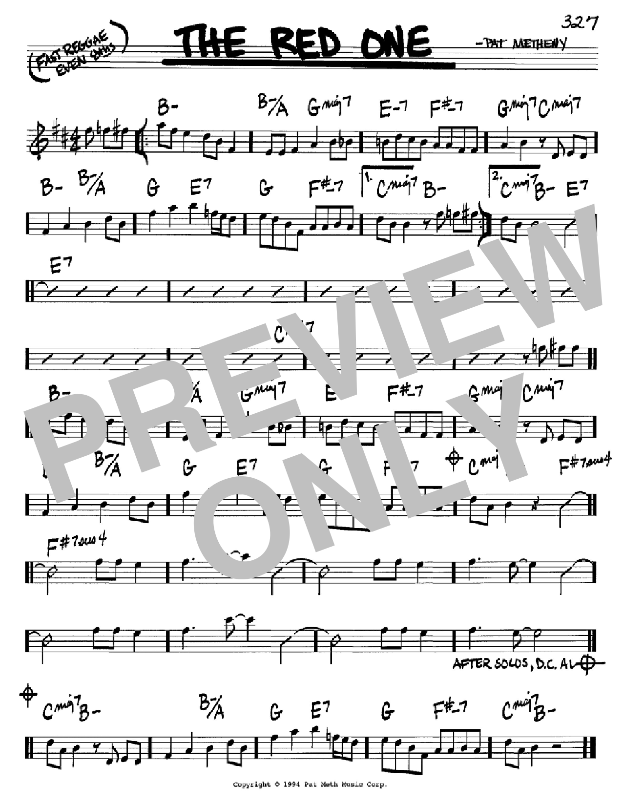 Pat Metheny The Red One sheet music notes and chords. Download Printable PDF.