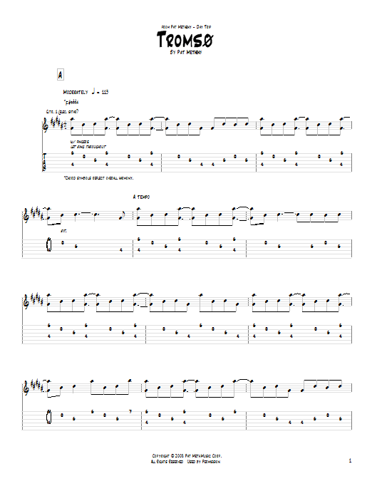 Pat Metheny Tromso sheet music notes and chords. Download Printable PDF.