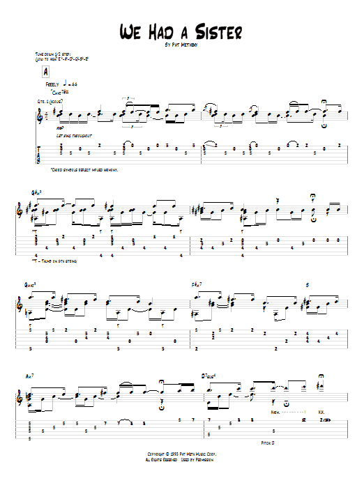 Learn to play Pat Metheny We Had A Sister sheet music for Real Book – Melody & Chords in minutes. Pat Metheny We Had A Sister sheet music notes and chords. Download Printable PDF.