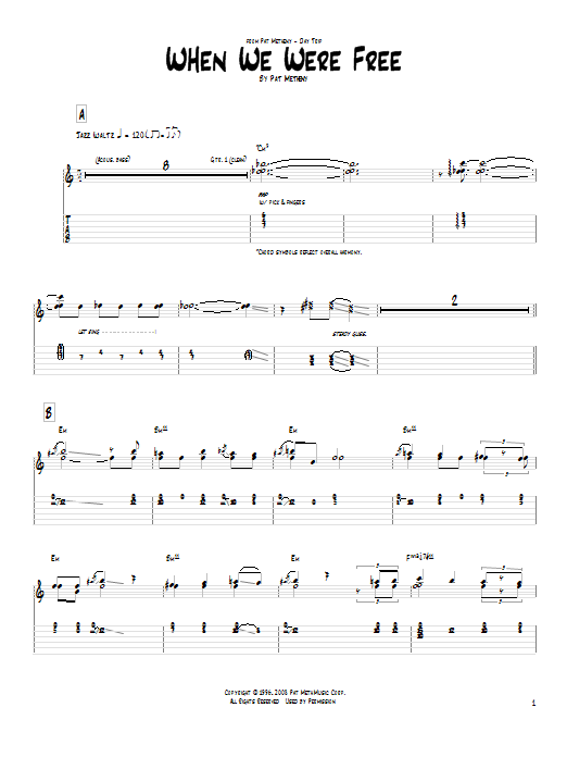 Learn to play Pat Metheny When We Were Free sheet music for Guitar Tab in minutes. Pat Metheny When We Were Free sheet music notes and chords. Download Printable PDF.