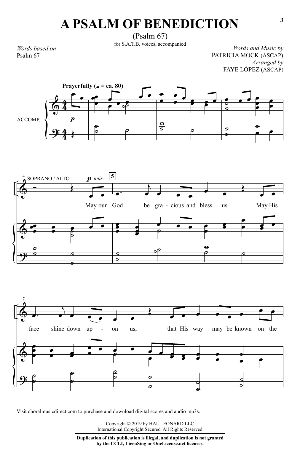 Learn to play Patricia Mock A Psalm Of Benediction (Psalm 67) (arr. Faye Lopez) sheet music for SATB Choir in minutes. Price: 3.9900$ Patricia Mock A Psalm Of Benediction (Psalm 67) (arr. Faye Lopez) sheet music notes and chords arranged for SATB Choir