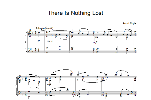Patrick Doyle There Is Nothing Lost (from Sense And Sensibility) sheet music notes and chords. Download Printable PDF.