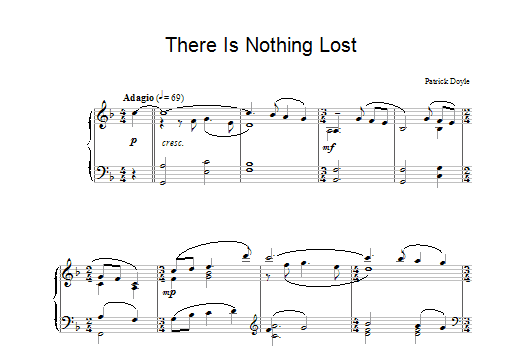 Learn to play Patrick Doyle There Is Nothing Lost (from Sense And Sensibility) sheet music for Piano Solo in minutes. Price: 7.8900$ Patrick Doyle There Is Nothing Lost (from Sense And Sensibility) sheet music notes and chords. Download Printable PDF.
