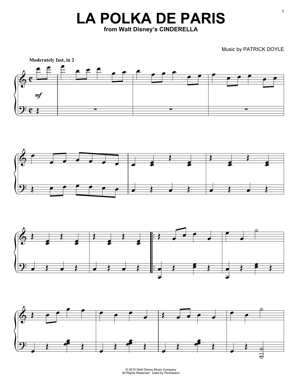 Learn to play Patrick Doyle La Polka De Paris sheet music for Easy Piano in minutes. Price: 6.9900$ Patrick Doyle La Polka De Paris sheet music notes and chords arranged for Easy Piano