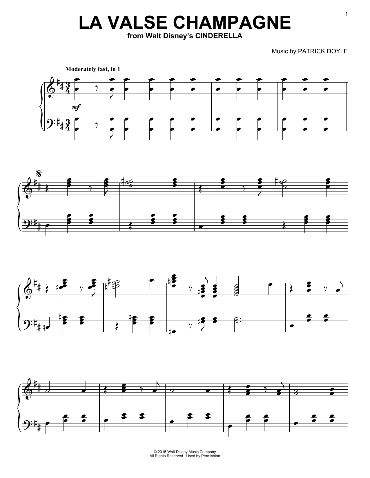 Patrick Doyle La Valse Champagne sheet music notes and chords. Download Printable PDF.