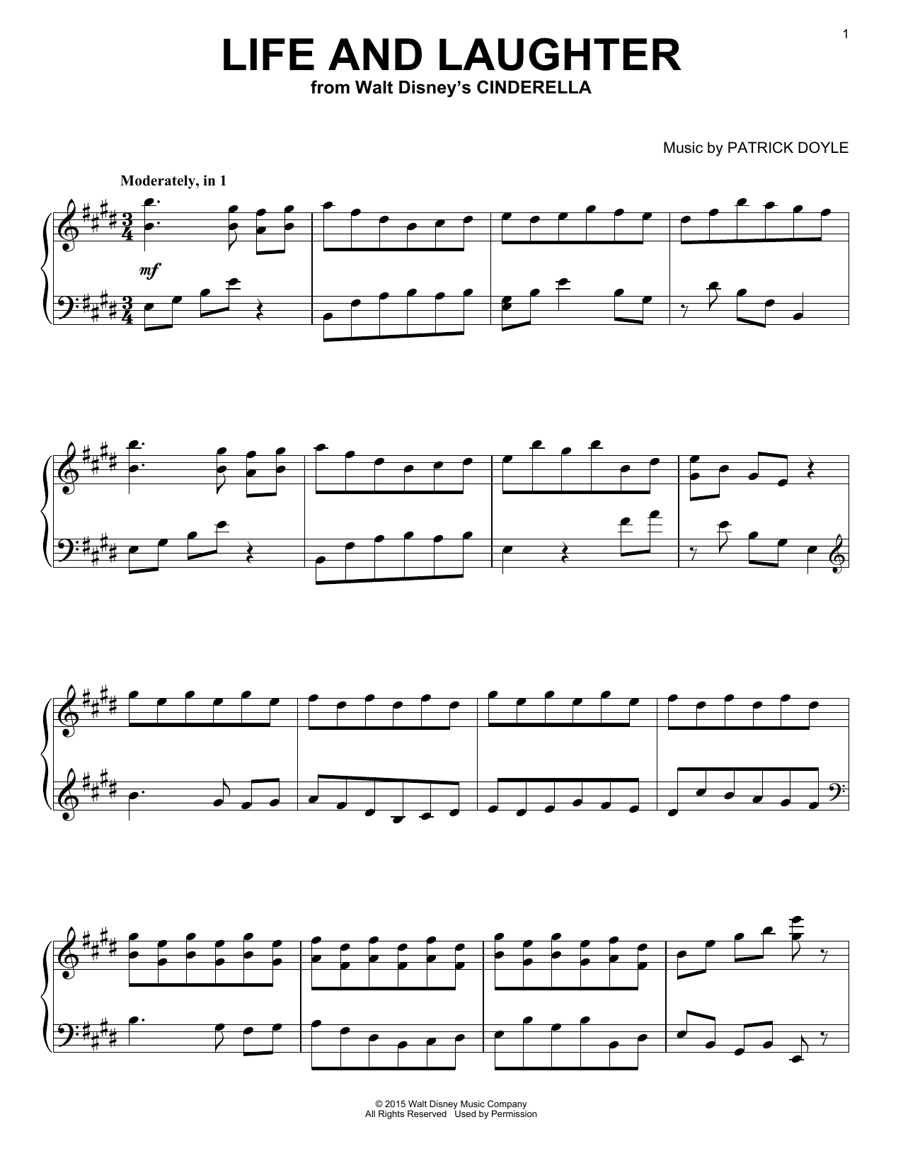 Patrick Doyle Life And Laughter sheet music notes and chords. Download Printable PDF.