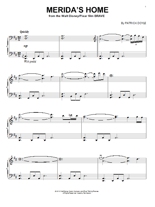 Patrick Doyle Merida's Home sheet music notes and chords. Download Printable PDF.