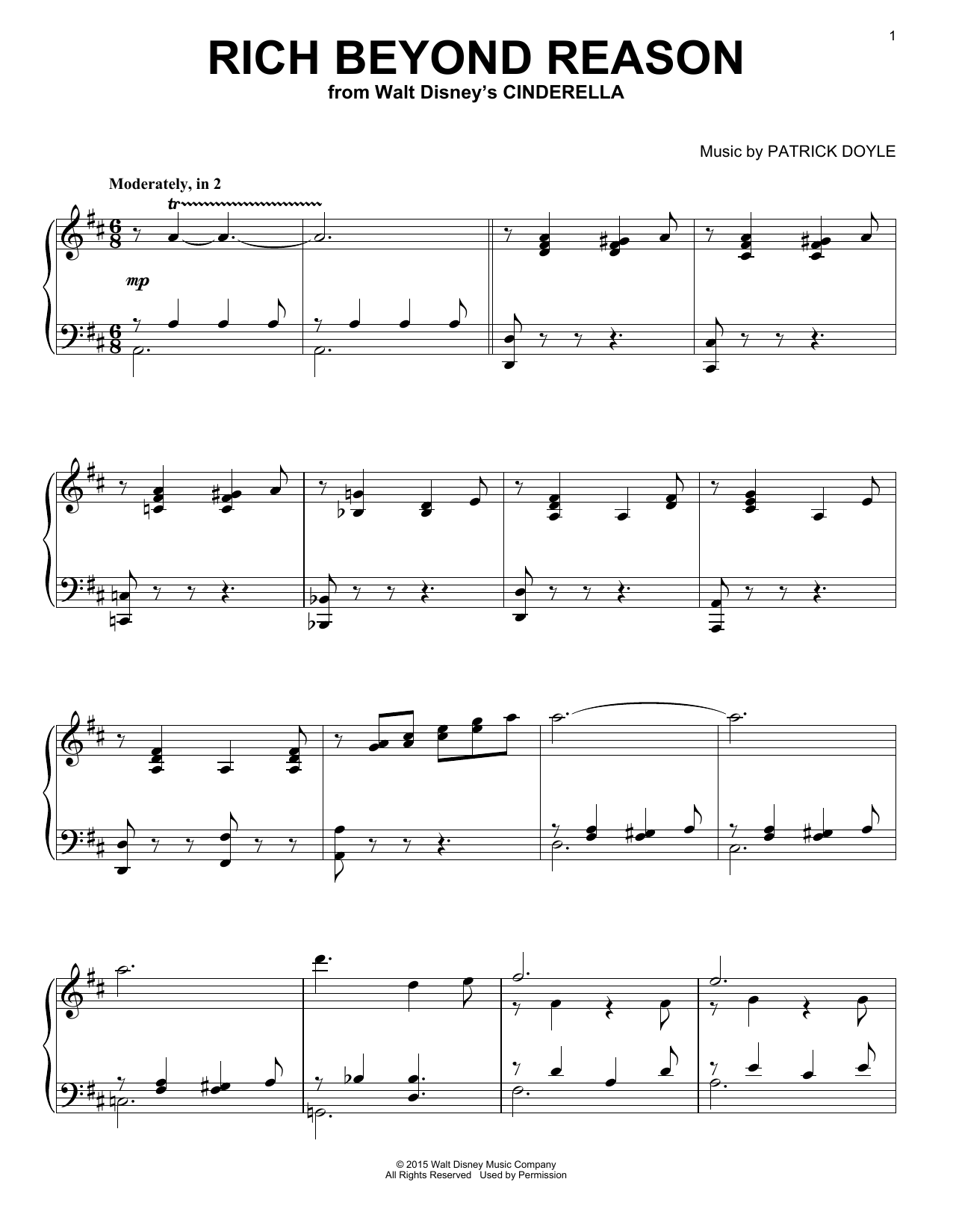Learn to play Patrick Doyle Rich Beyond Reason sheet music for Piano Solo in minutes. Patrick Doyle Rich Beyond Reason sheet music notes and chords. Download Printable PDF.