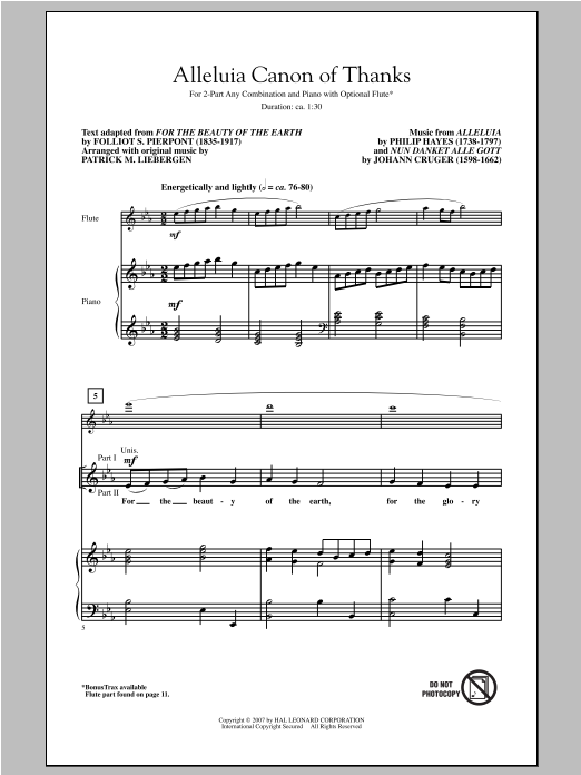 Learn to play Patrick Liebergen Alleluia Canon Of Thanks sheet music for 2-Part Choir in minutes. Price: 3.9900$ Patrick Liebergen Alleluia Canon Of Thanks sheet music notes and chords arranged for 2-Part Choir