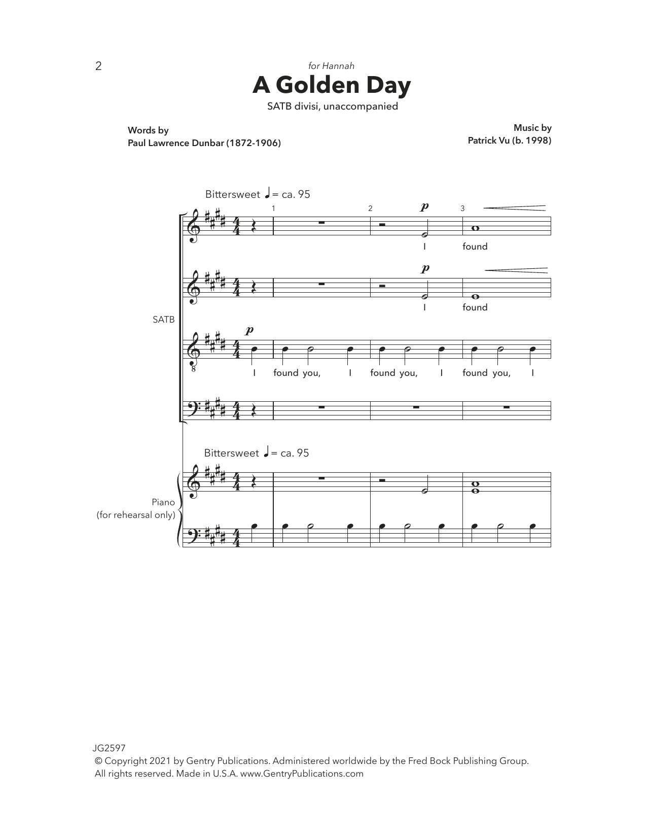 Patrick Vu A Golden Day sheet music notes and chords. Download Printable PDF.