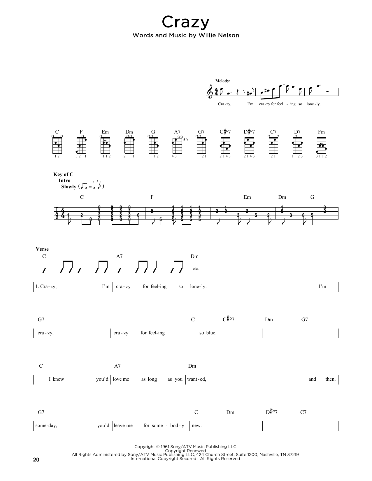 Patsy Cline Crazy (arr. Fred Sokolow) sheet music notes and chords. Download Printable PDF.