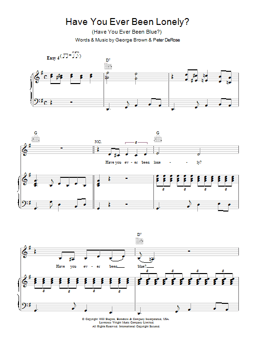 Learn to play Patsy Cline Have You Ever Been Lonely sheet music for Piano, Vocal & Guitar in minutes. Patsy Cline Have You Ever Been Lonely sheet music notes and chords. Download Printable PDF.