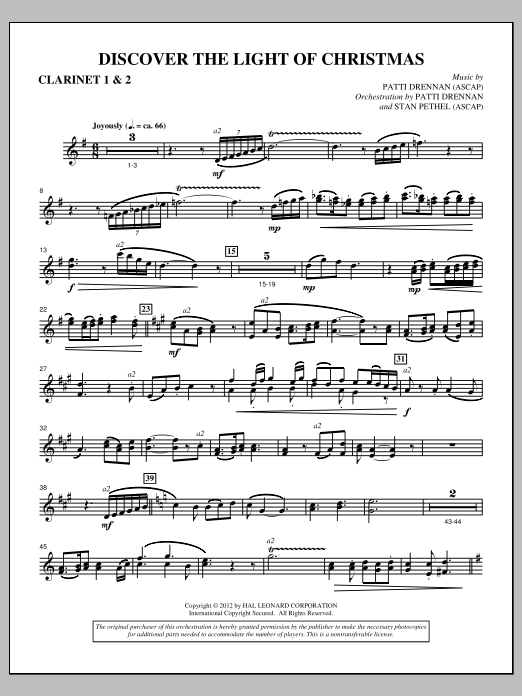 Learn to play Patti Drennan Discover The Light Of Christmas - Bb Clarinet 1,2 sheet music for Choir Instrumental Pak in minutes. Price: 8.9900$ Patti Drennan Discover The Light Of Christmas - Bb Clarinet 1,2 sheet music notes and chords arranged for Choir Instrumental Pak