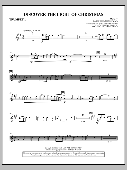 Patti Drennan Discover The Light Of Christmas - Bb Trumpet 1 sheet music notes and chords arranged for Choir Instrumental Pak
