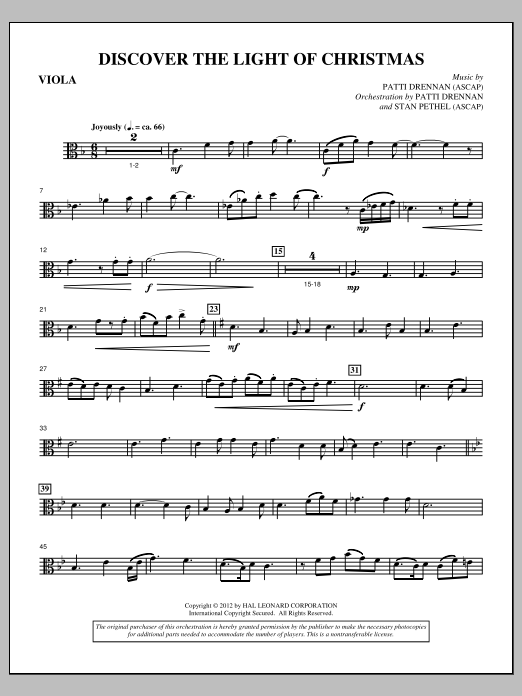 Learn to play Patti Drennan Discover The Light Of Christmas - Viola sheet music for Choir Instrumental Pak in minutes. Price: 8.9900$ Patti Drennan Discover The Light Of Christmas - Viola sheet music notes and chords arranged for Choir Instrumental Pak