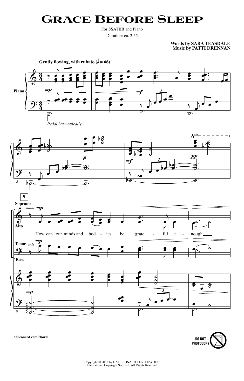 Learn to play Patti Drennan Grace Before Sleep sheet music for SATB Choir in minutes. Price: 3.9900$ Patti Drennan Grace Before Sleep sheet music notes and chords arranged for SATB Choir