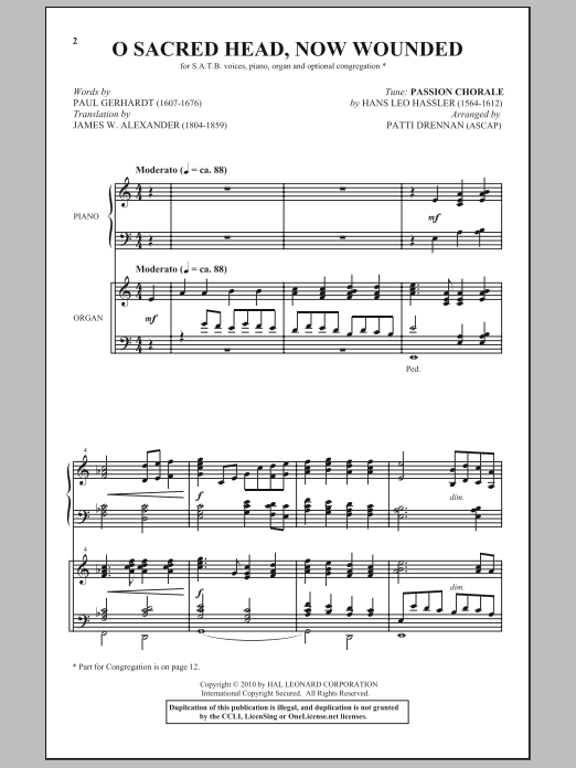 Learn to play Patti Drennan O Sacred Head, Now Wounded sheet music for SATB Choir in minutes. Price: 3.9900$ Patti Drennan O Sacred Head, Now Wounded sheet music notes and chords arranged for SATB Choir