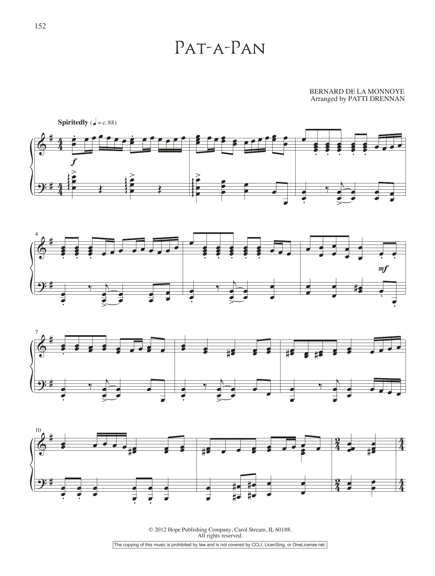 Patti Drennan Pat-a-Pan sheet music notes and chords. Download Printable PDF.