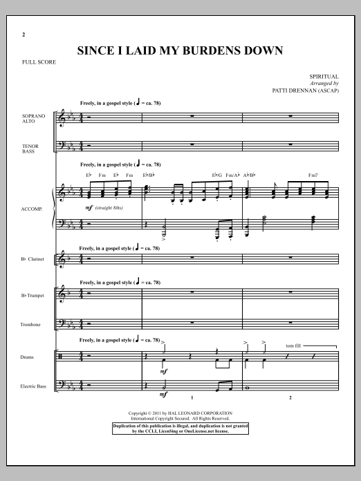 Patti Drennan Since I Laid My Burdens Down Score Sheet Music Pdf Notes Chords Concert Score Choir Instrumental Pak Download Printable Sku 303439 Here you can post a video of you playing the since ive laid my burden down chords, so your fellow guitarists will be able to see you and rate you. fresh sheet music
