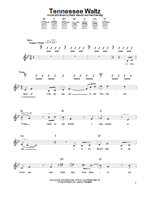 Patti Page Tennessee Waltz sheet music notes and chords. Download Printable PDF.