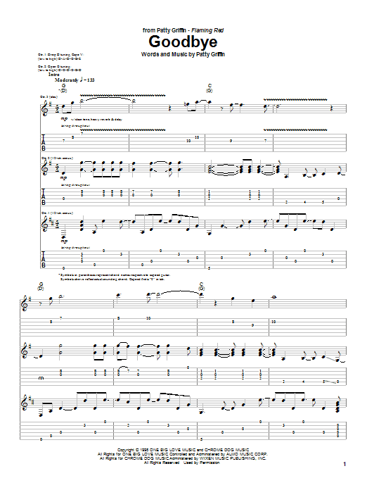 Patty Griffin Goodbye sheet music notes and chords. Download Printable PDF.