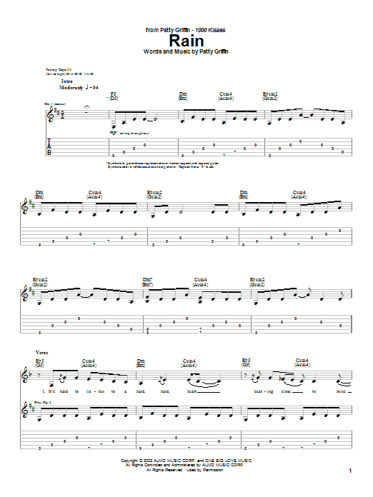 Patty Griffin Rain sheet music notes and chords. Download Printable PDF.