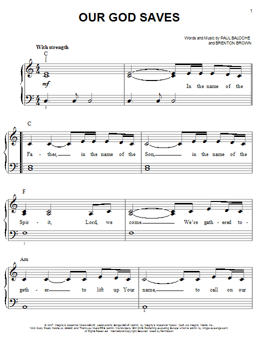 Paul Baloche Our God Saves sheet music notes and chords. Download Printable PDF.