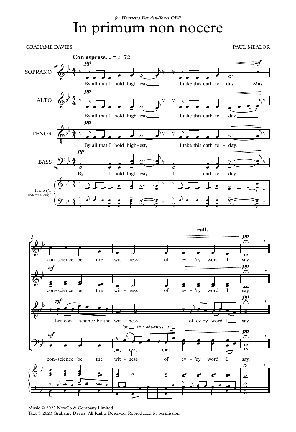 Paul Mealor In Primum Non Nocere sheet music notes and chords. Download Printable PDF.