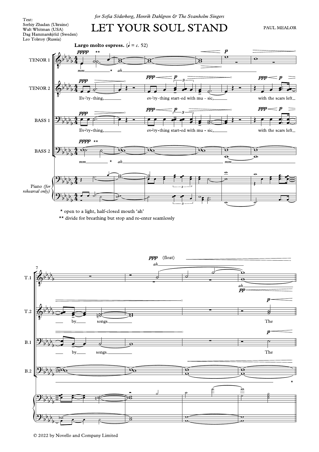 Paul Mealor Let Your Soul Stand (TTBB divisi) sheet music notes and chords. Download Printable PDF.