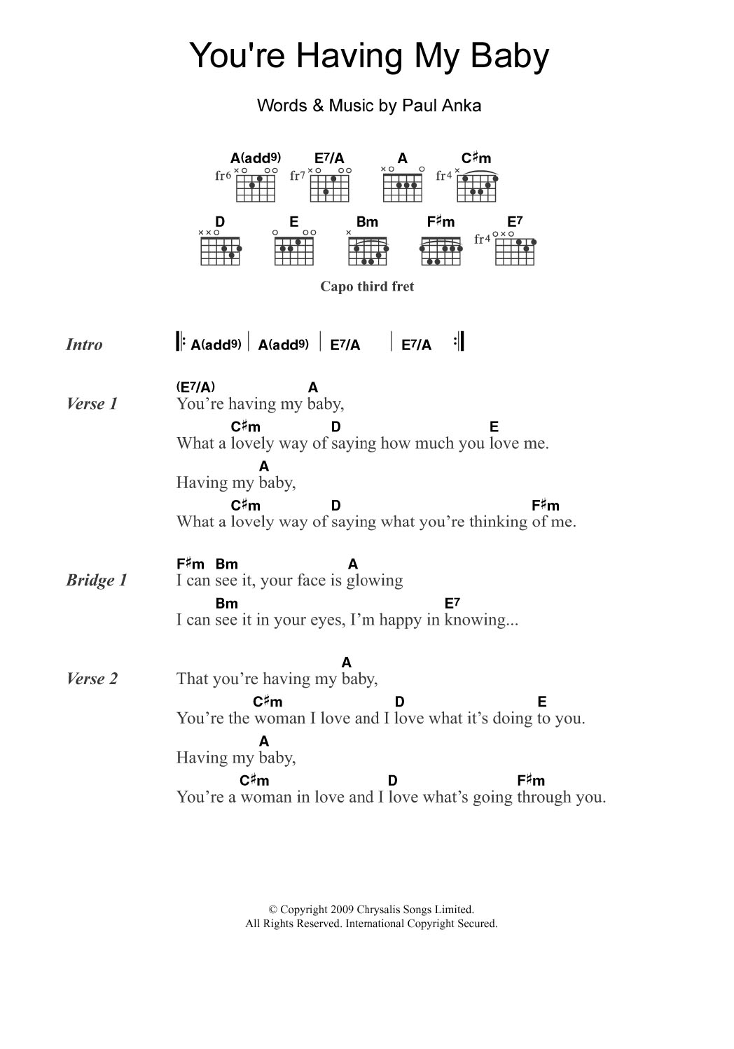 Paul Anka You Re Having My Baby Sheet Music Pdf Notes Chords Pop Score Guitar Chords Lyrics Download Printable Sku 3599 Paul Anka You Re Having My Baby Sheet Music Pdf Notes Chords Pop Score Guitar Chords Lyrics Download Printable Sku 3599