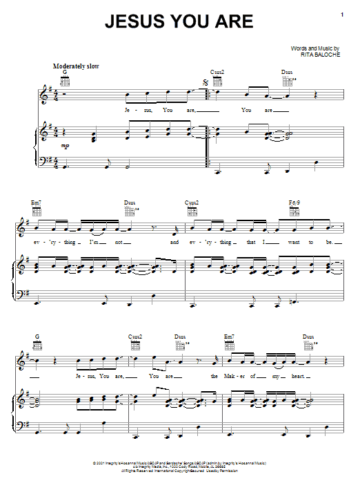 Paul Baloche Jesus You Are sheet music notes and chords. Download Printable PDF.