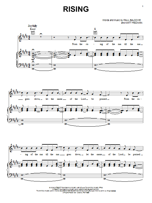 Paul Baloche Rising sheet music notes and chords. Download Printable PDF.