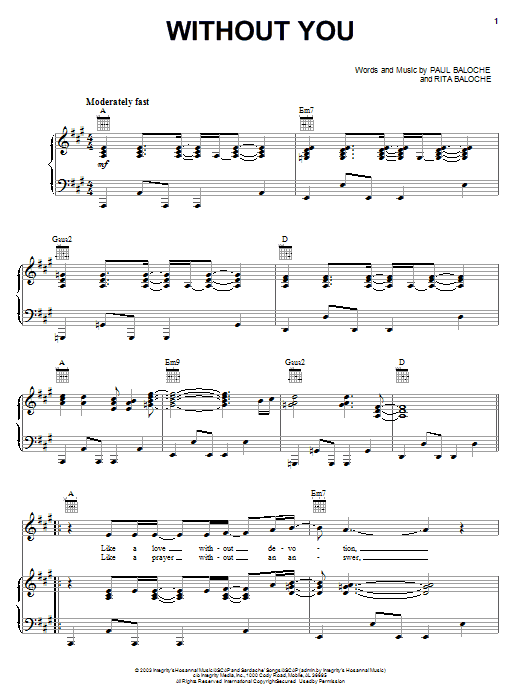 Paul Baloche Without You sheet music notes and chords. Download Printable PDF.