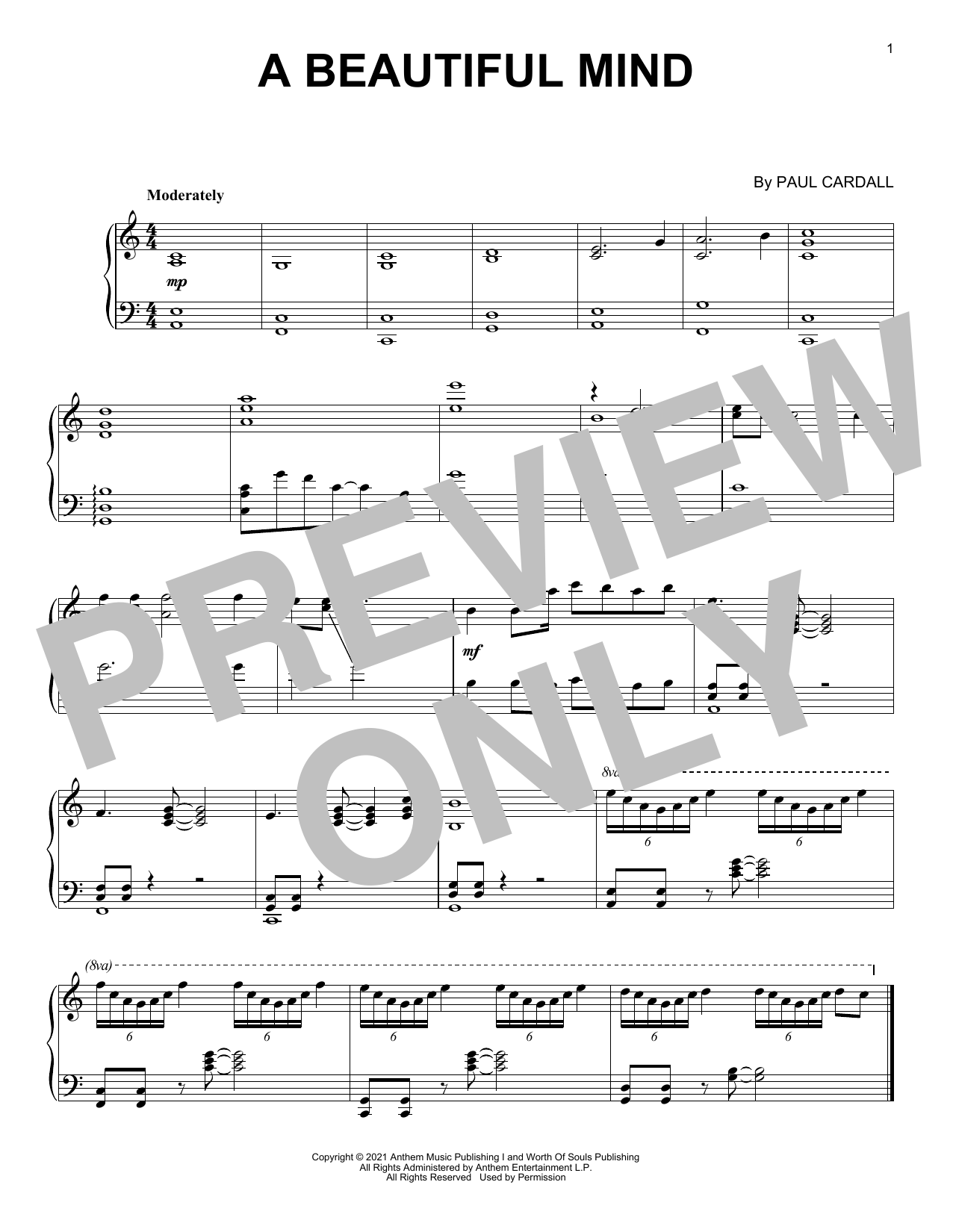 Paul Cardall A Beautiful Mind sheet music notes and chords. Download Printable PDF.