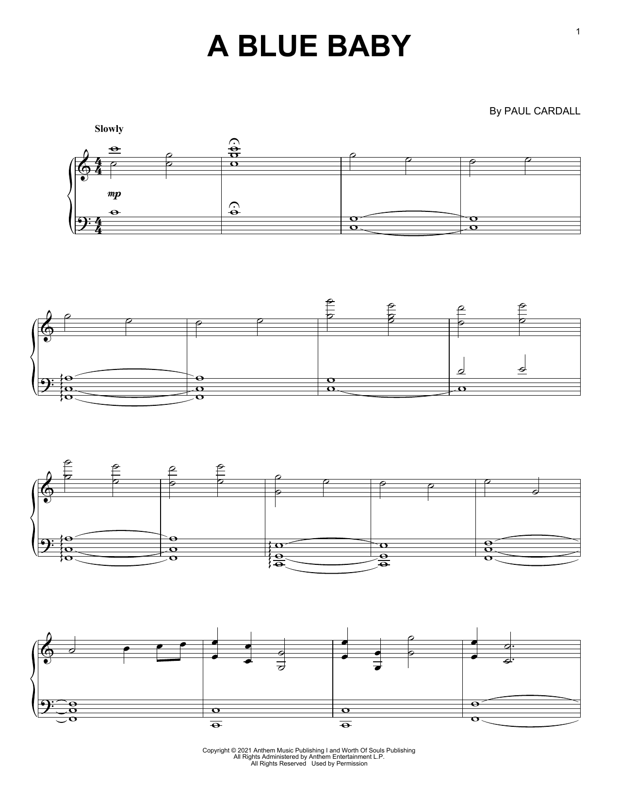 Paul Cardall A Blue Baby sheet music notes and chords. Download Printable PDF.