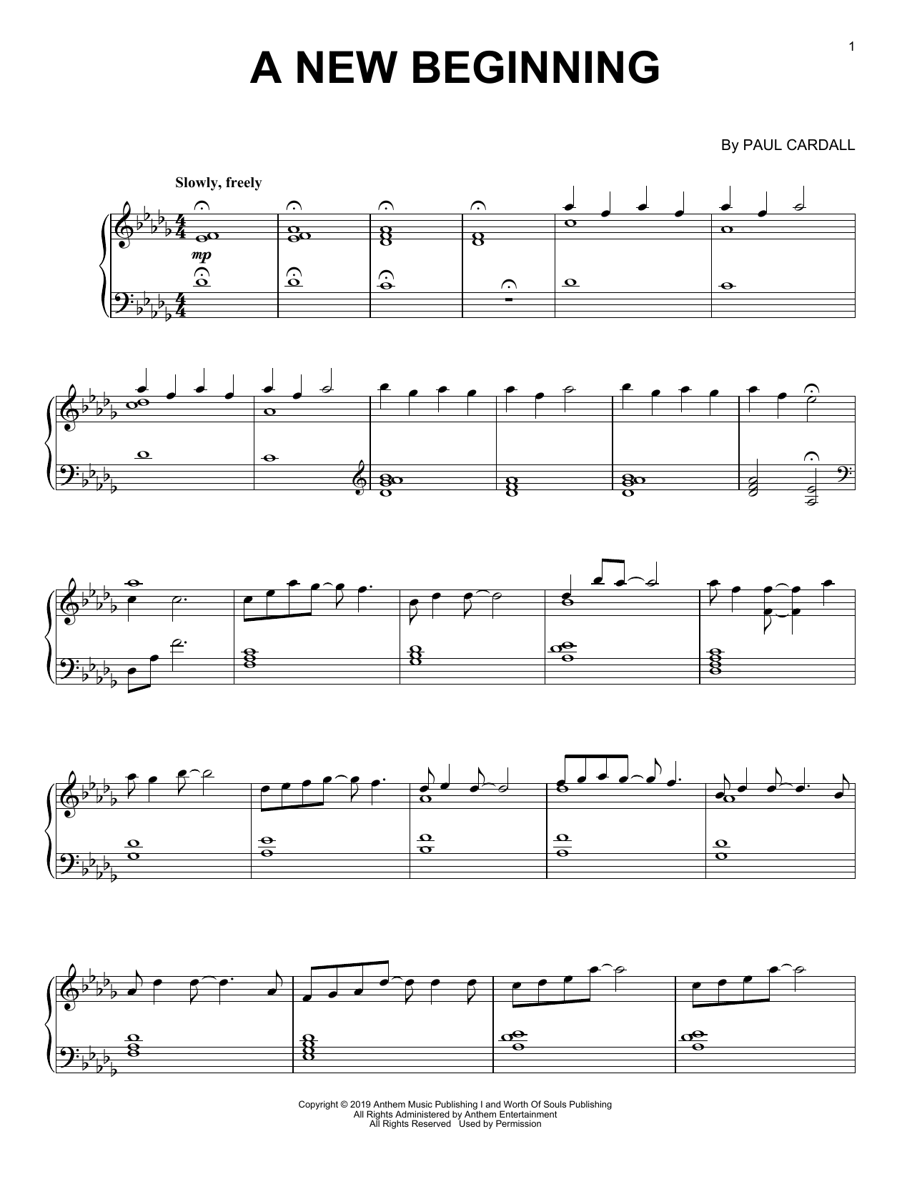 Paul Cardall A New Beginning sheet music notes and chords. Download Printable PDF.