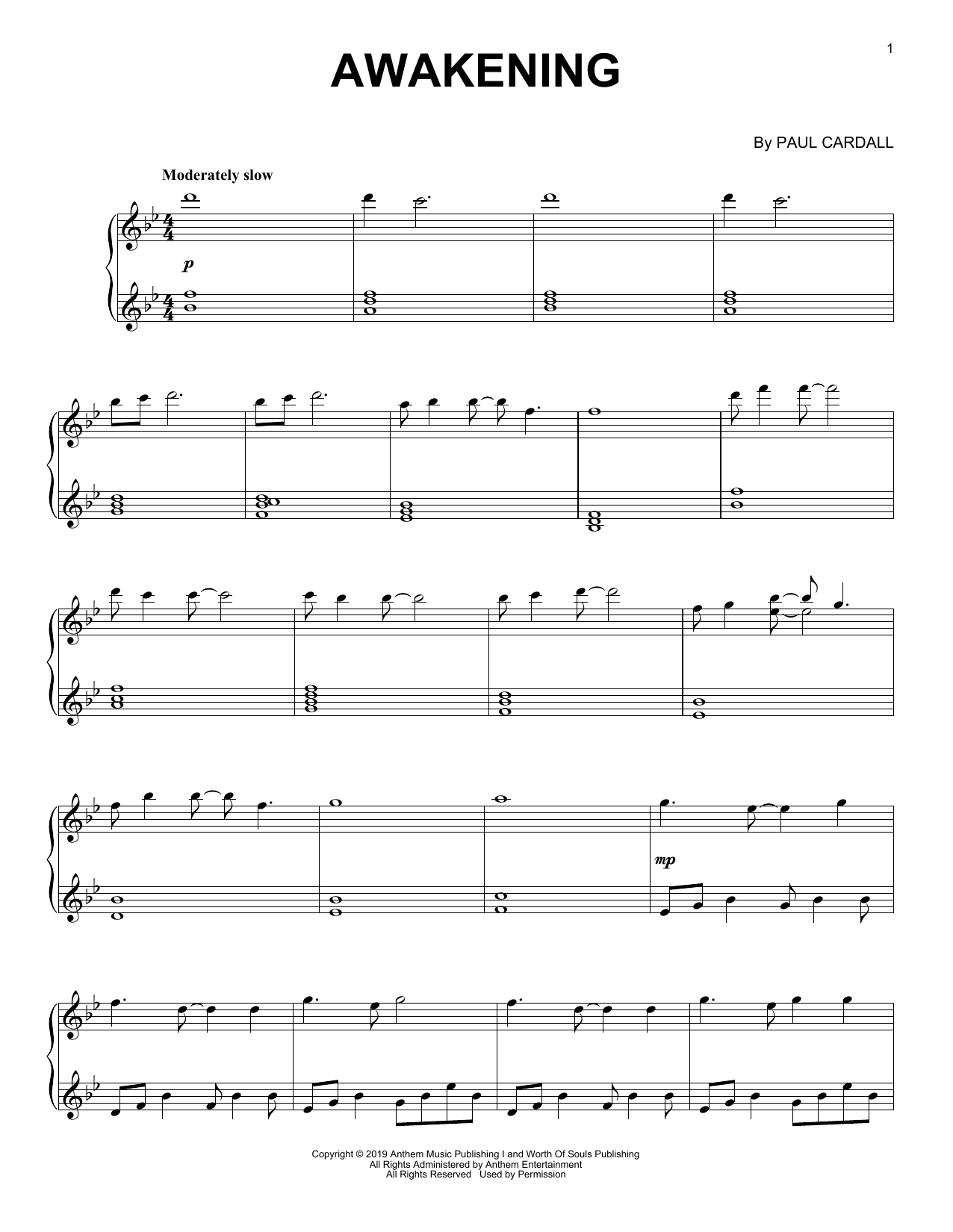 Paul Cardall Awakening sheet music notes and chords. Download Printable PDF.