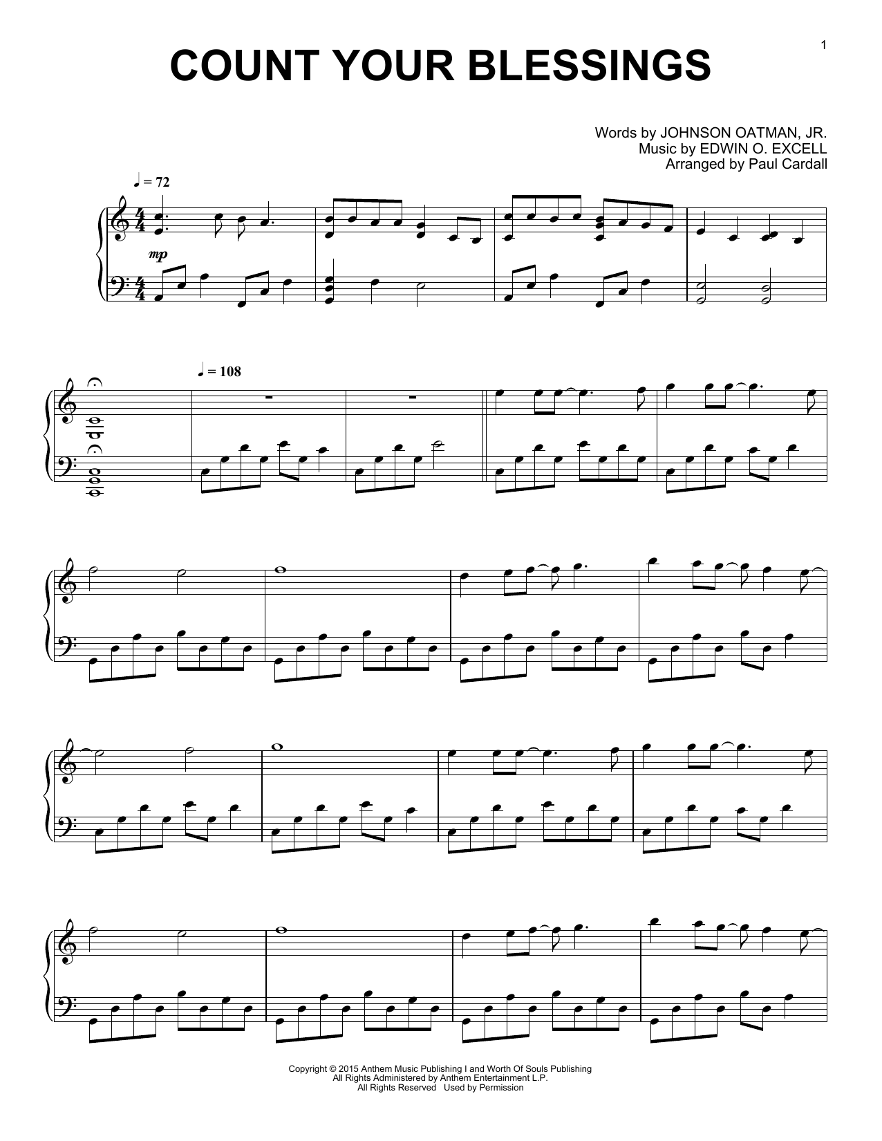 Paul Cardall Count Your Blessings sheet music notes and chords. Download Printable PDF.