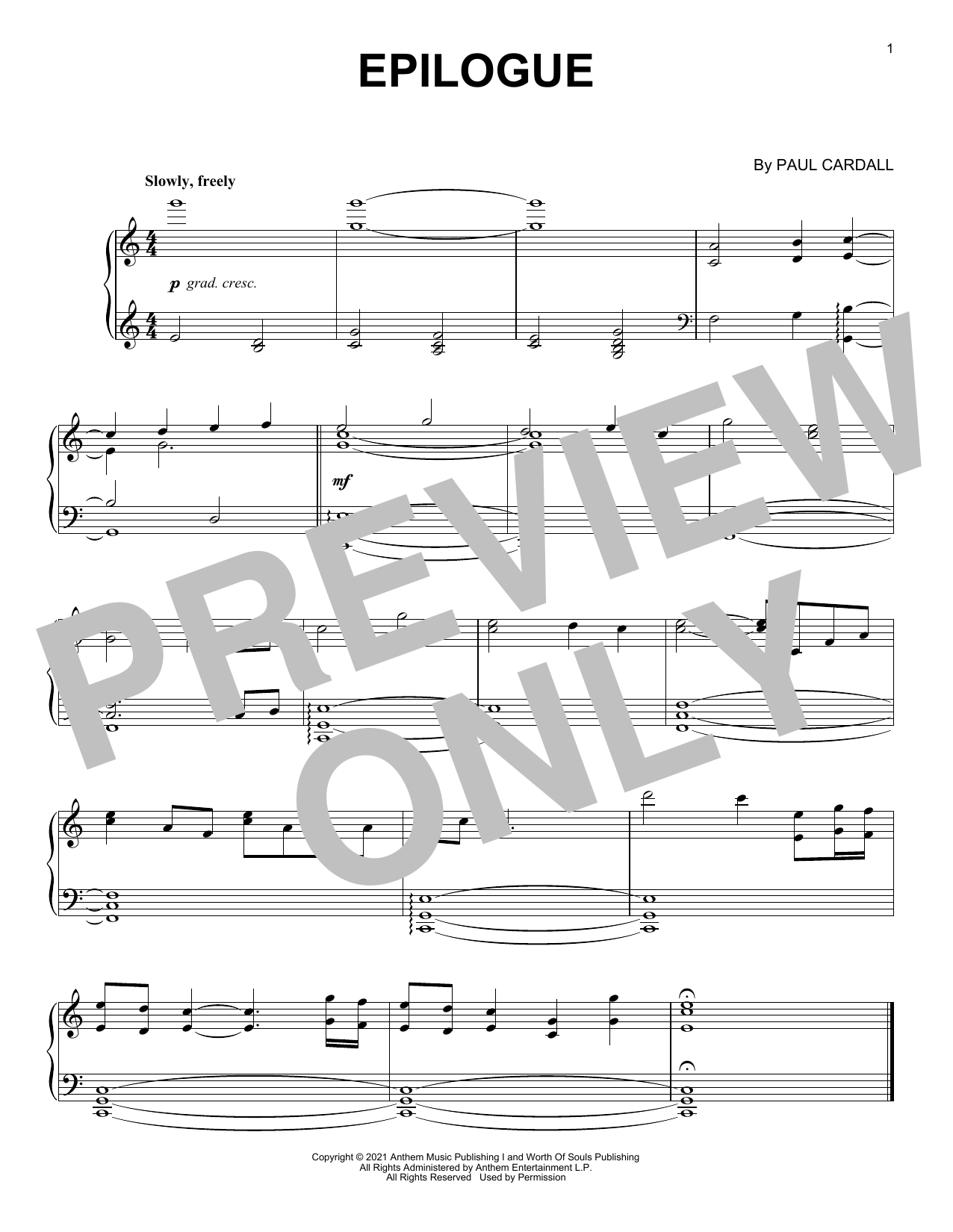 Paul Cardall Epilogue sheet music notes and chords. Download Printable PDF.